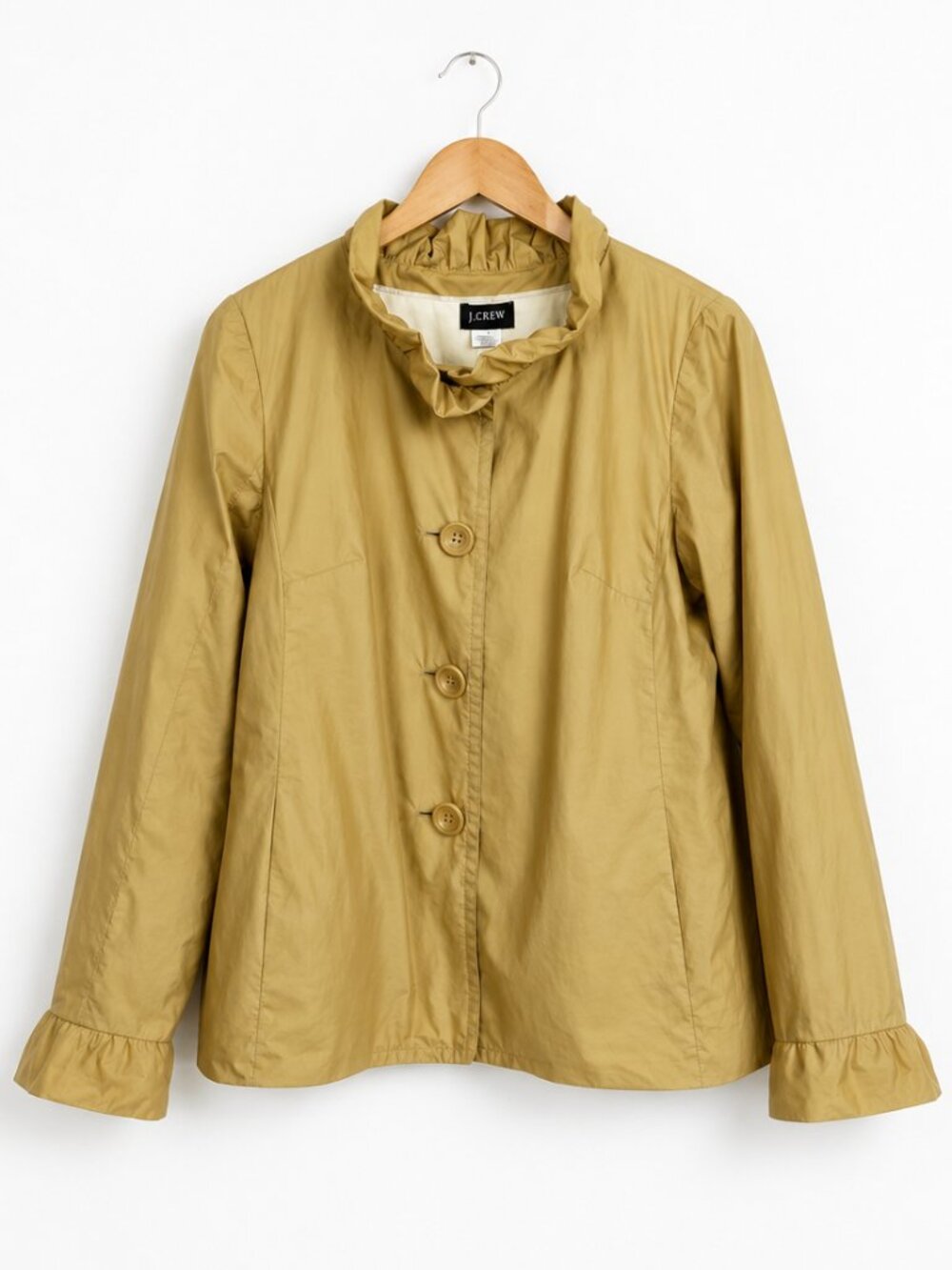 J.Crew 8 Frenchie Slicker Lightweight Jacket Coat Khaki Vintage